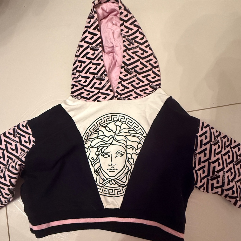 Black and Pink Hoodie with Medusa Design